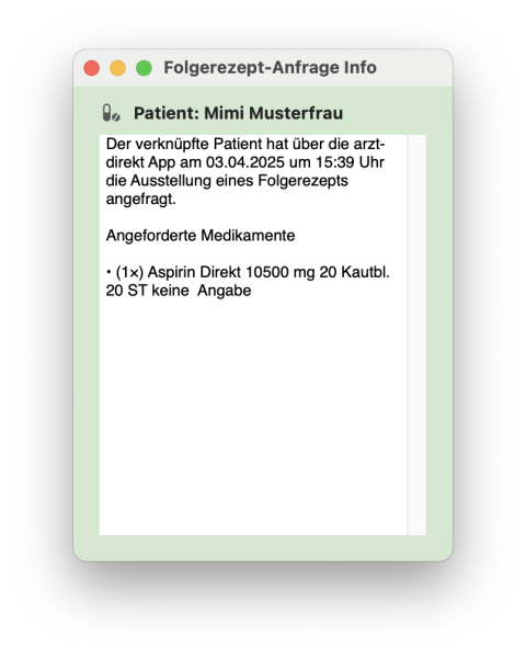 tomedo handbuch patientenkommunikation folgerezept hilfsfenster