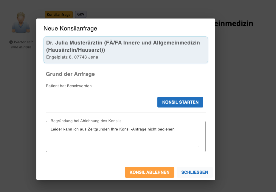 tomedo handbuch videosprechstunde facharztkonsil anfrage annehmen