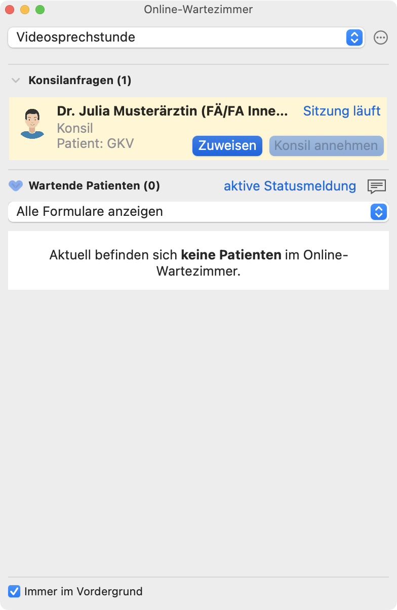 tomedo handbuch videosprechstunde facharztkonsil anfrage zuweisen